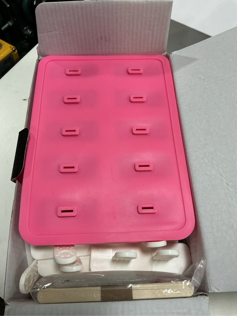 Condition photo showing Good Condition for miaowoof homemade popsicle molds, 10-cav non-bpa silicone ice pop maker, with 50 sticks, 50 bags, 10 reusable sticks, funnel, brush and ice pop recipe (pink) 10 cavities pink