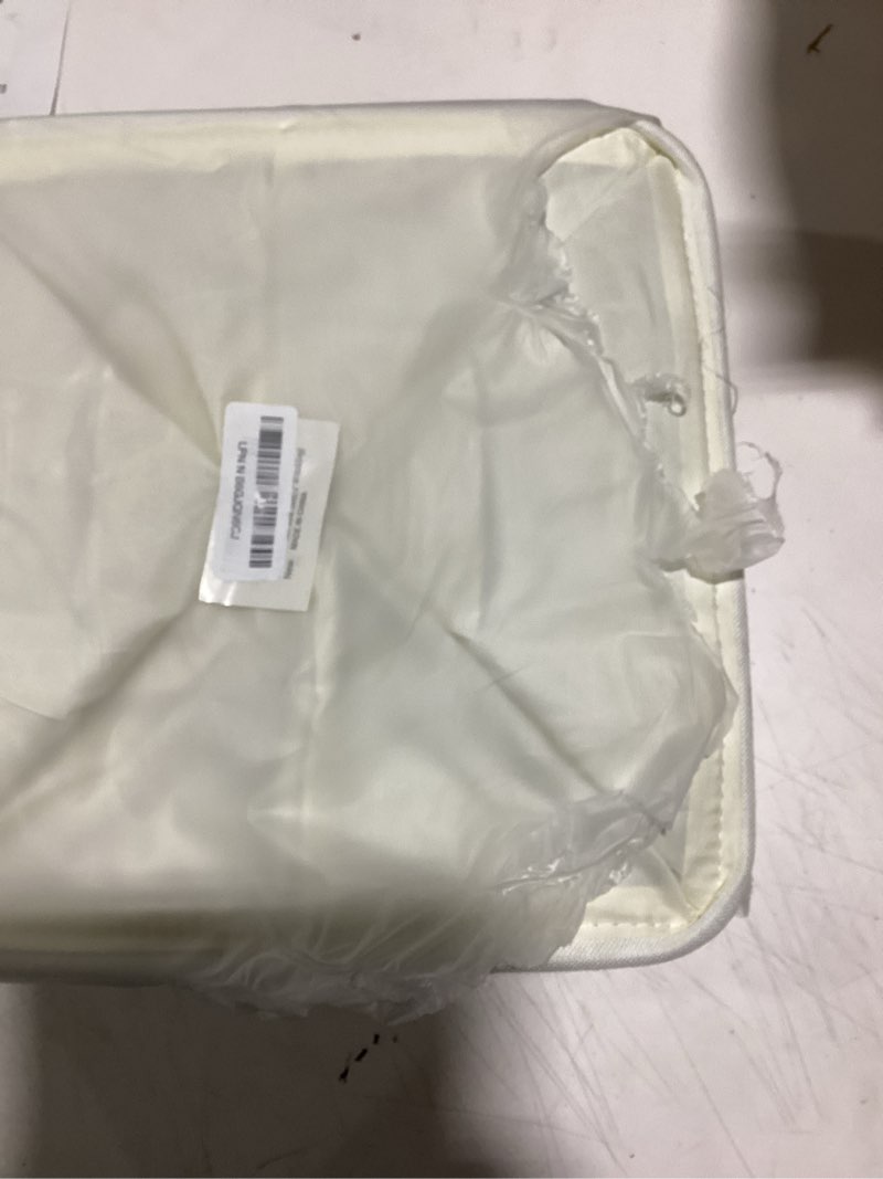 Condition photo showing Good Condition for DULLEMELO [Set of 4 Storage Cubes Baskets for Organizing, 12 x 12 x 12 inch Cube Storage Organizer Bins with Leather Handles, Foldable Fabric Cloth Bins for Cube Storage(4 Pack - 12" White&Grey) White&Grey Cube/4P-12"x12"x12"