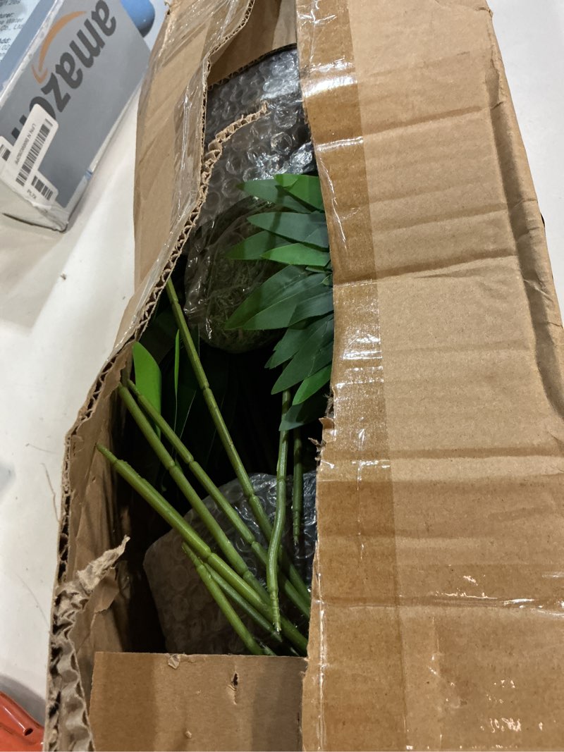 Condition photo showing New/Like New for Der Rose 2Packs 28'' Fake Palm Tree Large and Artificial Monstera Plants Outdoor for Home Living Room Porch Balcony Garden Decor Indoor Black 2