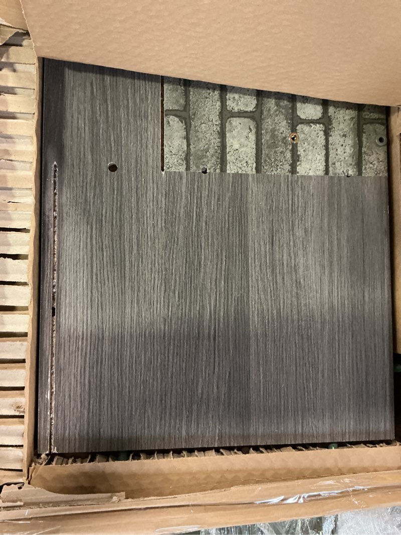 Condition photo showing Good Condition for Style Selections 48-in W Iron Oak Free standing Infrared quartz Flat Wall Electric Fireplace with