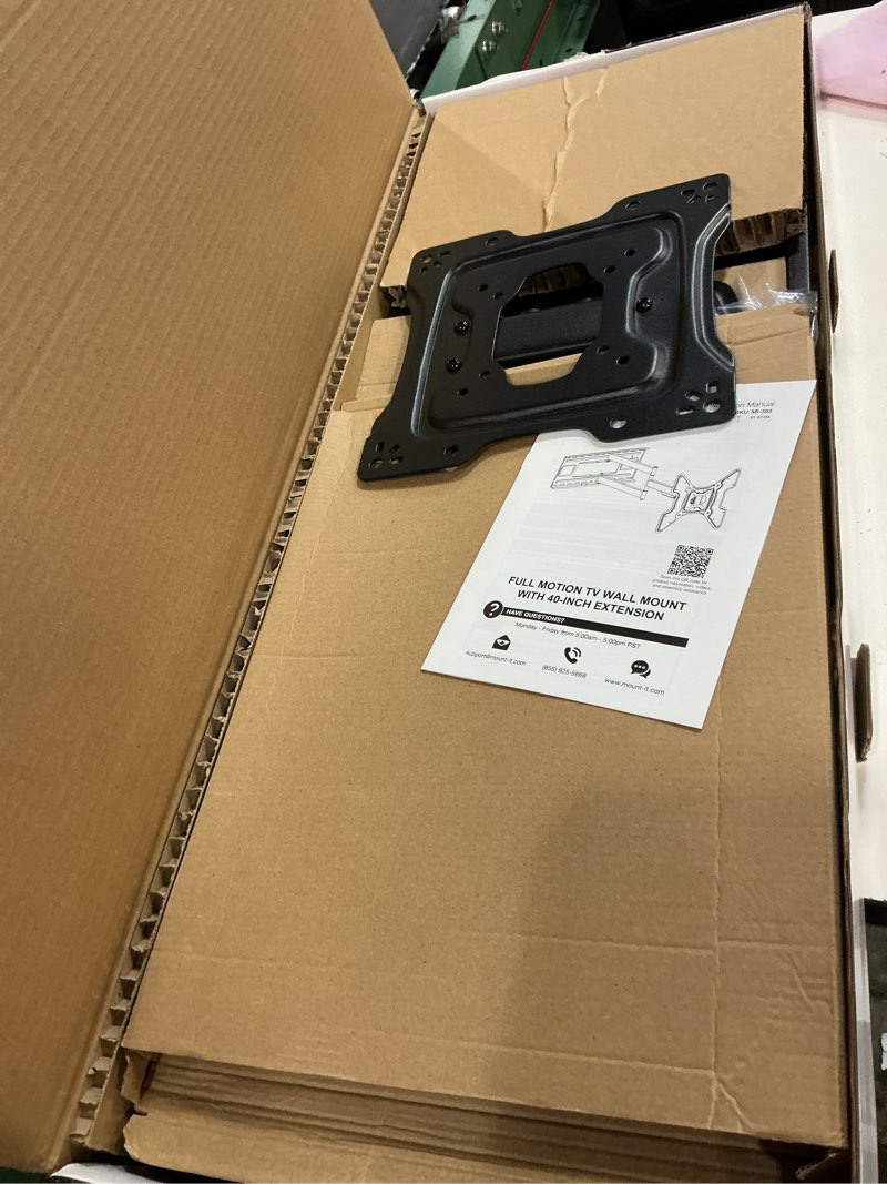 Condition photo showing Good Condition for mount-it! full motion tv wall mount with extra long 40" extension, fits 32" to 70" tv's, capacity 110 lbs., heavy duty, lifetime warranty