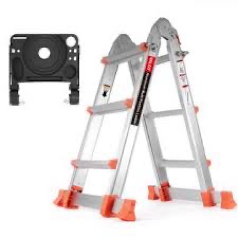 Valeo Ladder 11FT, Multi Position 3 Step Ladder Extension, Anti-Slip A Frame Folding Ladder with Rem