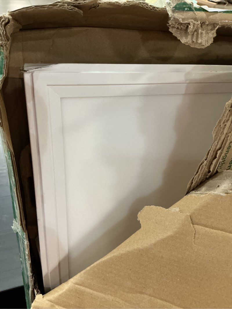 Condition photo showing As Is for lithonia lighting cpanl 1x4 led flat panel light, 1 ft. x 4 ft. led light panel, ceiling lighting fixture, 4000 lumens, 3500k/4000k/5000k switchable cct, includes direct ceiling mount bracket, white 1-foot x 4-foot 4000 lumens switchable white