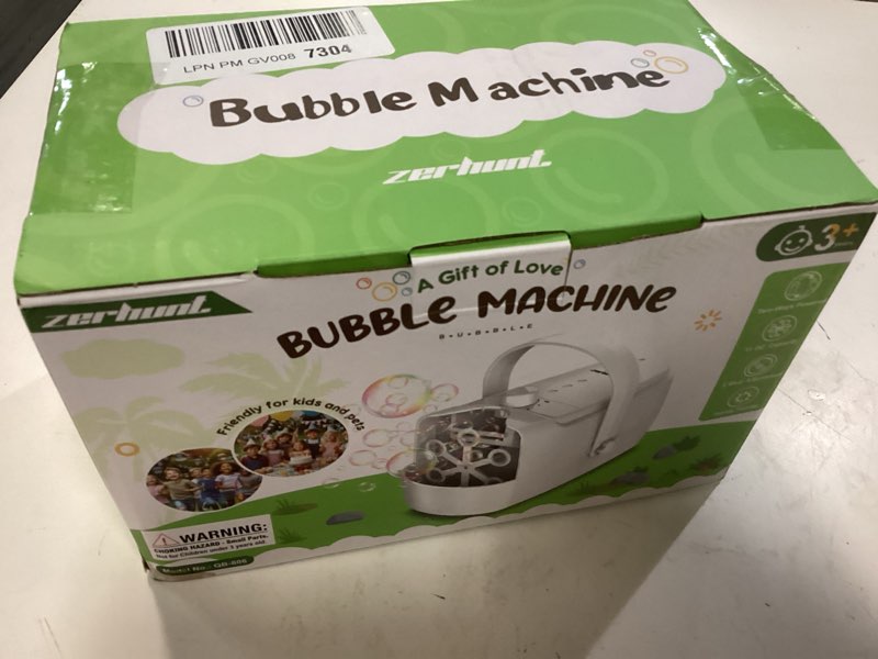 Condition photo showing New/Like New for bubble machine durable automatic bubble blower, 18000+ big bubbles per minute bubbles for kids toddlers bubble maker operated by plugin or batteries bubble toys for indoor outdoor birthday party white