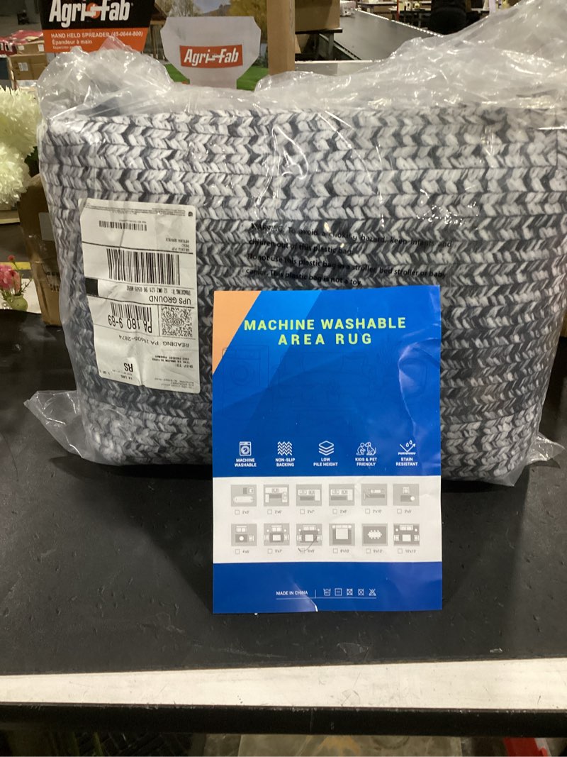 Condition photo showing New/Like New for glowsol area rug 6x9 washable rug modern geometric rug easy-cleaning grey neutral rug ombre braided rug for living room bedroom dining room throw rug low pile non slip carpet for kids room farmhouse