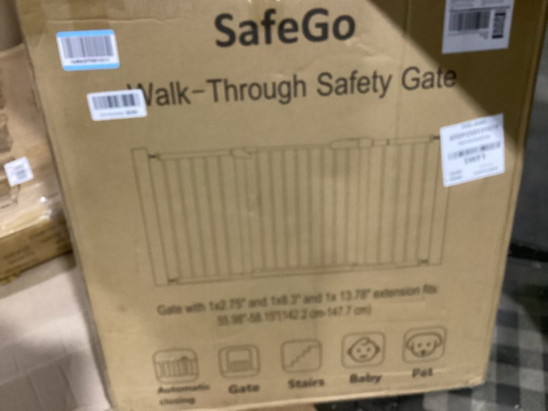 29"-57" baby and pet safety gate, 30" tall metal walk-thru gate for doorways & stairs, easy one-hand