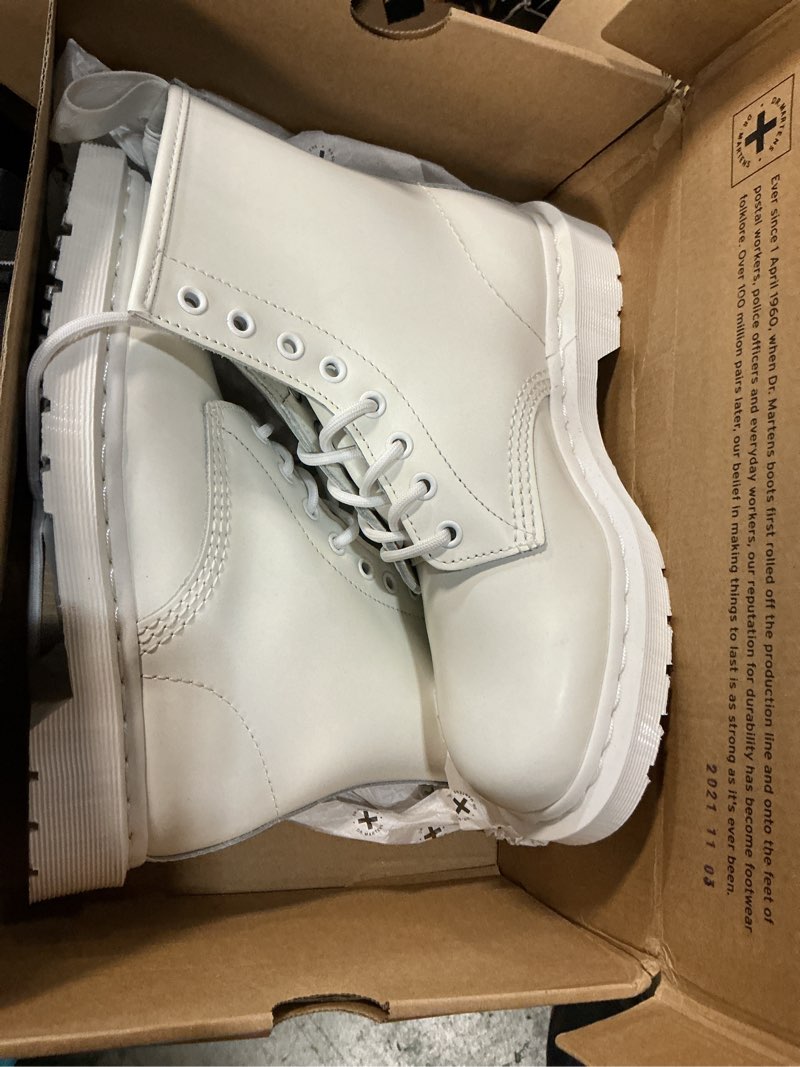 Condition photo showing Good Condition for dr. martens women's 1460 mono 8 eye boots, white, 7 medium us