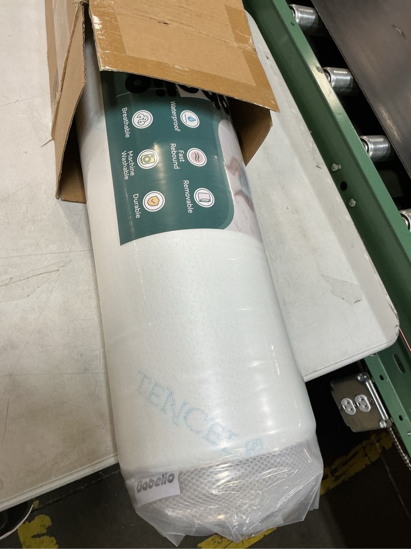 Condition photo showing Good Condition for BABELIO Crib Mattress Memory Foam Toddler Mattress Standard Size Mattress for Crib with Removable Waterproof Tencel Cover Blue and White