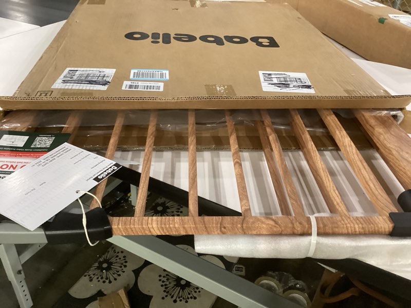 Condition photo showing As Is for babelio catprivilege ? baby gate with cat door, 29"-43" adjustable brown wood pattern pet door, 30" tall pressure mounted safety gate for stairs & doorways, auto close,wall protectors included brown wood pattern 29-43" wide, 30" tall
