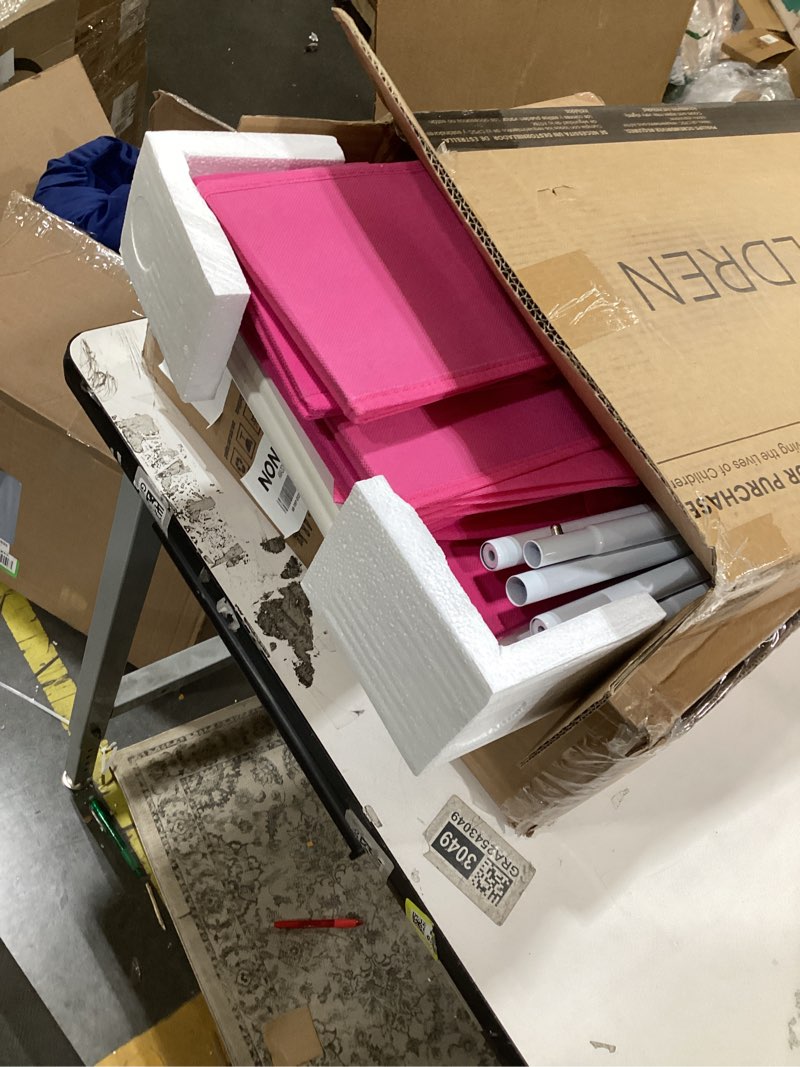 Condition photo showing As Is for Delta Children Deluxe Multi-Bin Toy Organizer with Storage Bins, White/Pink Bins White/Pink Bins Organizer