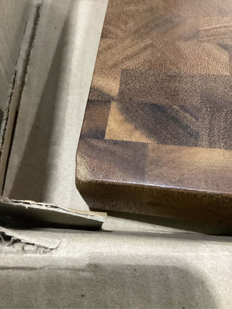 Condition photo showing Good Condition for SHUMARU Tropical Walnut End-Grain Wood Cutting Board – 20X13X1.6" Butcher Block | Handmade in Bali -