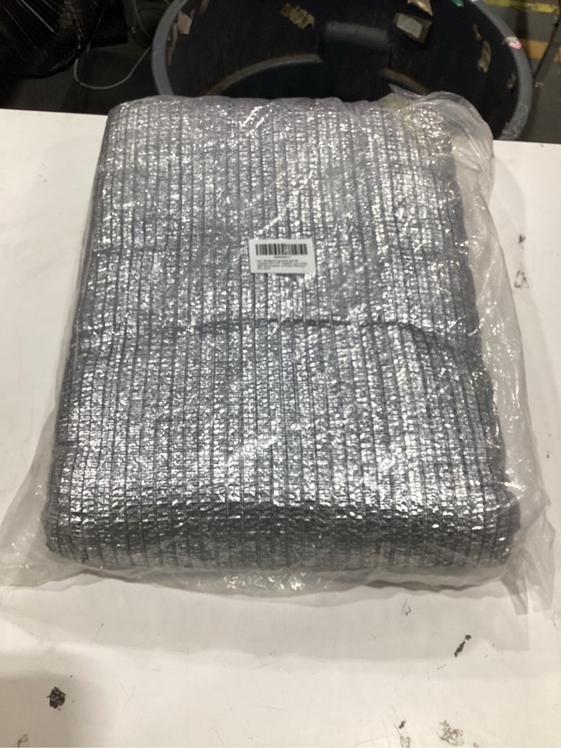 Condition photo showing New/Like New for 70% aluminum sun shade cloth with grommets 12ft x 16ft, silver reflective mesh tarp sun shade cover for pergola, patio, garden, greenhouse, car, kennel, swimming pool, outdoor