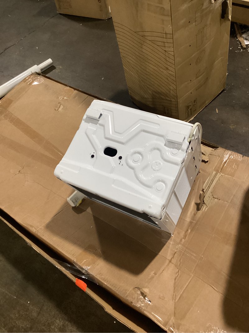 Condition photo showing As Is for ge window air conditioner unit, 5,000 btu for small rooms up to 150 sq ft. with manual adjustable fan and cooling settings, perfect for small bedroom or living room, easy install kit included, white new 5,000 btu mechanical controls white