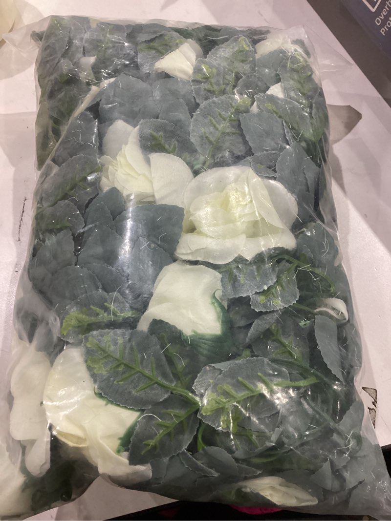 Condition photo showing Good Condition for Flower Garland Rose Vine 4Pcs 28FT Artificial Floral Garland with Green Leaves Hanging Rose Vine for Wedding Party Garden Home Wall Decor (White)