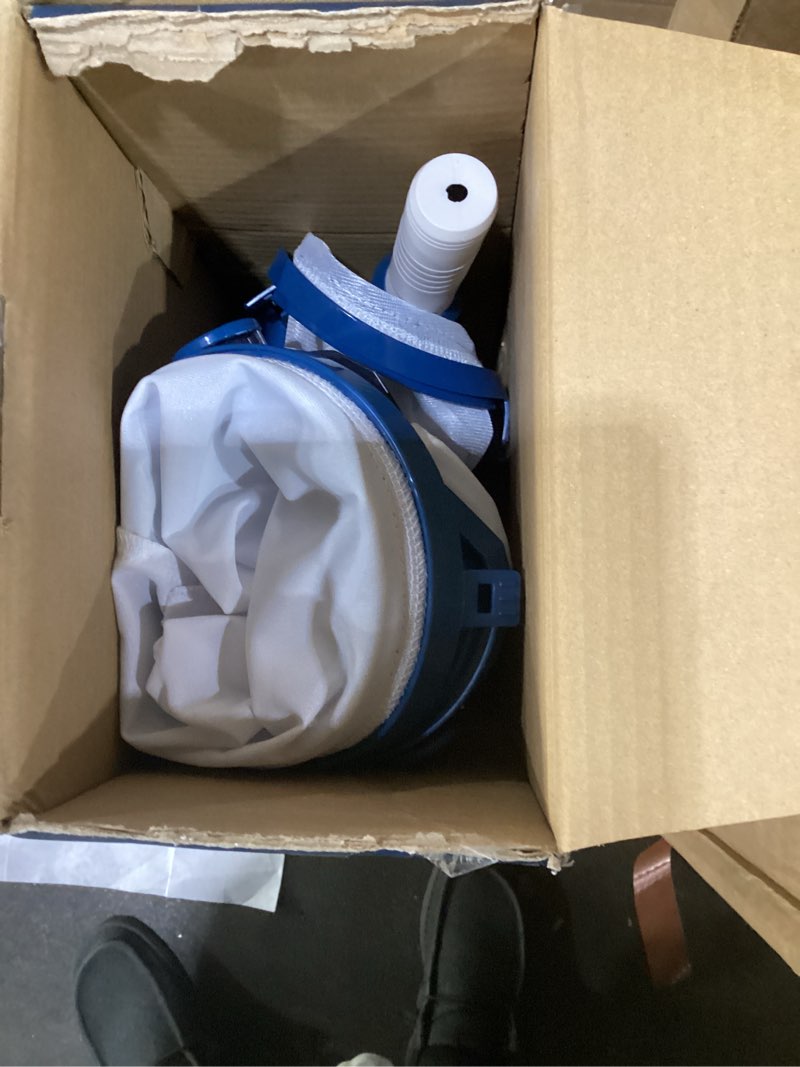 Condition photo showing As Is for pool vacuum for above ground pool with a telescopic pole, running time up to 1h, handheld rechargeable pool cleaner with powerful suction up to 18.5 gallons/min, ideal for leaves & debris, pc10