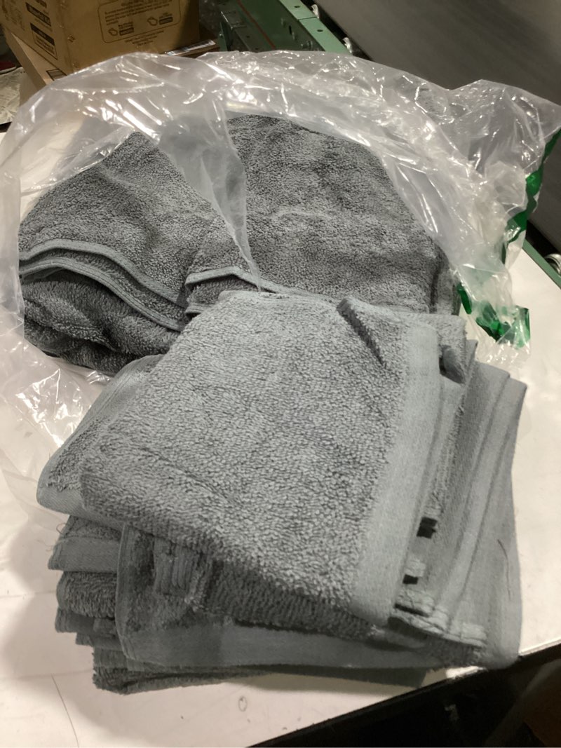 Condition photo showing As Is for belizzi home ultra soft 6 pack cotton towel set, contains 2 bath towels 28x55 inch, 2 hand towels 16x24 inch & 2 wash coths 12x12 inch, ideal for everyday use, compact & lightweight - black