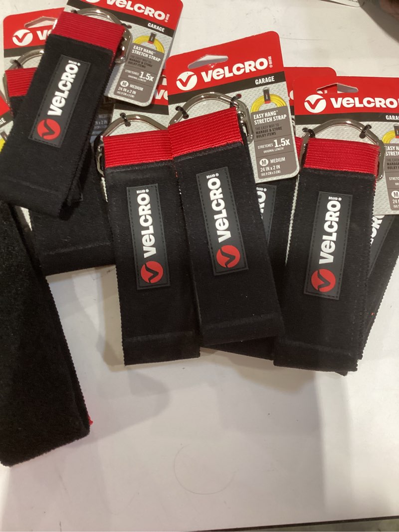 Condition photo showing New/Like New for VELCRO Brand Easy Hang Stretch Storage Strap | Heavy Duty Holds 20lbs | Elastic Stretches 1.5X Length | Wrap Extension Cords, Bundle Poles and Tool Handles | Medium 24" Black