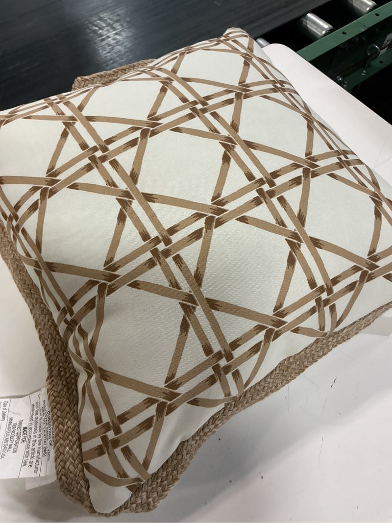 Condition photo showing Good Condition for 18"x"18 lattice print trimmed pillow khaki/tan - threshold™