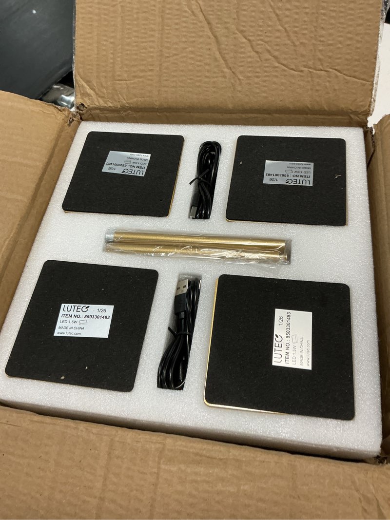 Condition photo showing New/Like New for lutec 4 pack cordless table lamp,6000mah rechargeable battery operated desk lamp,two adjustable heights,waterproof, touch control & 3 color stepless dimming for restaurant/bedroom/bars/outdoor (gold)