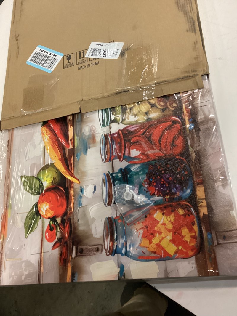 Condition photo showing Good Condition for AIYISU Colorful Spices Food Canvas Wall Art Kitchen Wall Decor Rustic Farmhouse Mason Jar Prints Pictures Still Life Vegetables Painting Poster Vintage Artwork for Dining Room Home Decorations 16x24 24"L x 16"W Colorful Food