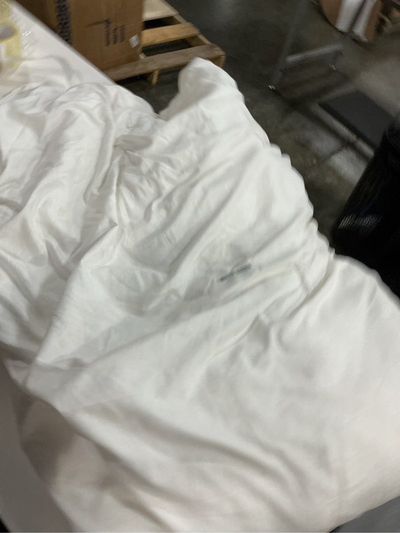 Condition photo showing As Is for andency white full size comforter set (79x90inch), 3 pieces cute soft pinch pleat bedding comforters & sets, all season lightweight fluffy down alternative western bed set for women men girls white full (79"x90")