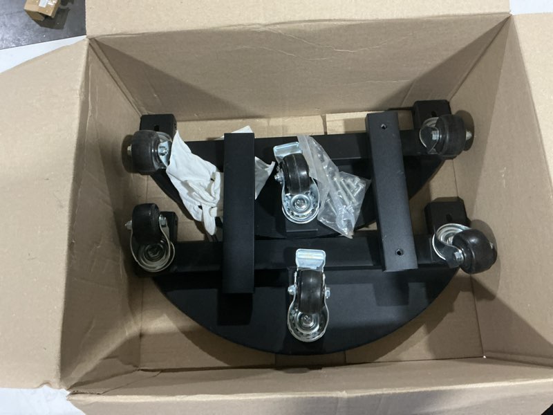 Condition photo showing As Is for 55-gallon drum dolly, heavy duty 1250lbs load capacity,barrel dolly cart with cross braces & swivel casters wheel,steel fram,non tipping design,barrel cart with brake for warehouse drum handling black 5wheels