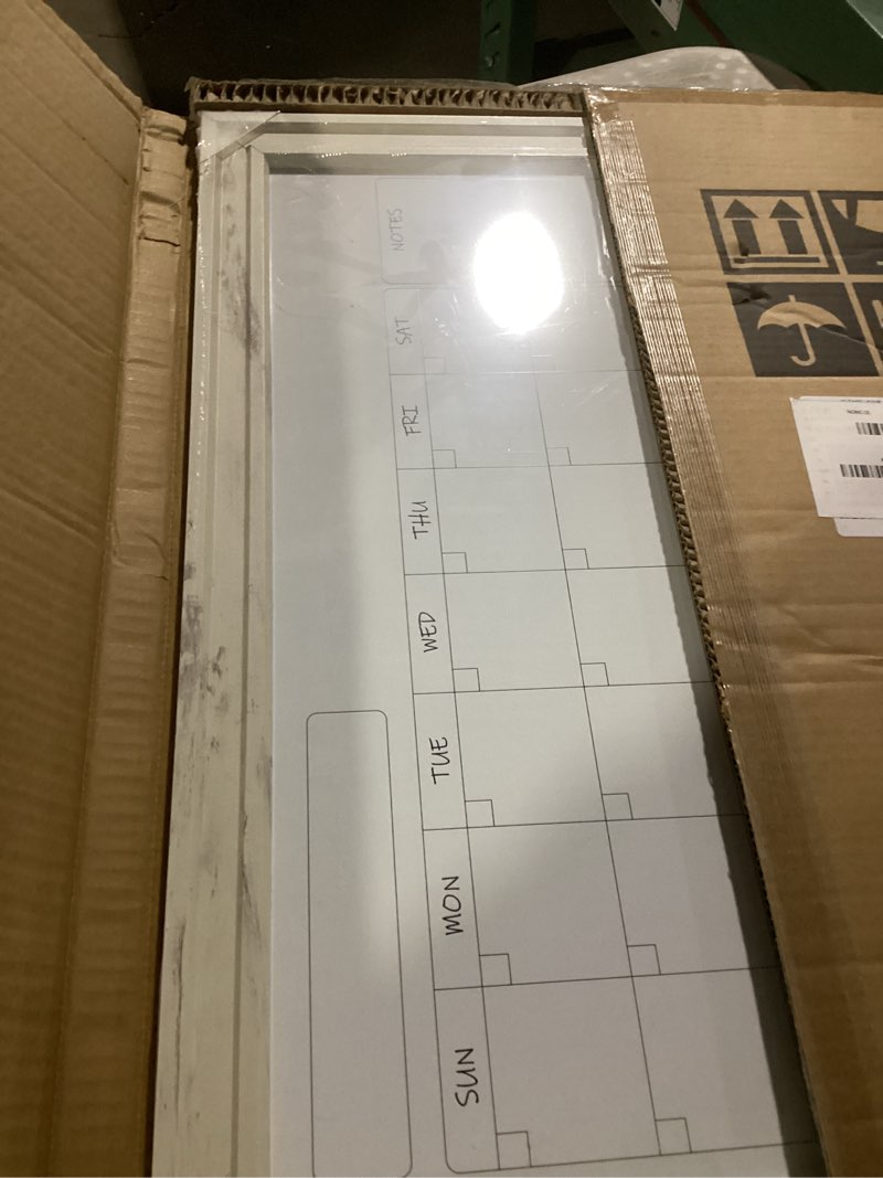 Condition photo showing Good Condition for 4 THOUGHT Whiteboard Calendar 36" x 24" Magnetic Dry Erase Board Wood Frame Wall-Mounted Monthly Planner White Board Decorative Notice Board for Office School Home, White Vintage Vintage White-calendar 36" x 24"