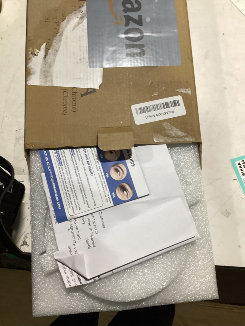 Condition photo showing New/Like New for MIRRORVANA 20X Magnifying Makeup Mirror with Stand - Double-Sided 20X/1X Vanity Design for Desk, Countertop, or Bathroom Use - Ideal for Make Up and Skin Care Use - Stands 9" High x 6" Wide (Chrome)