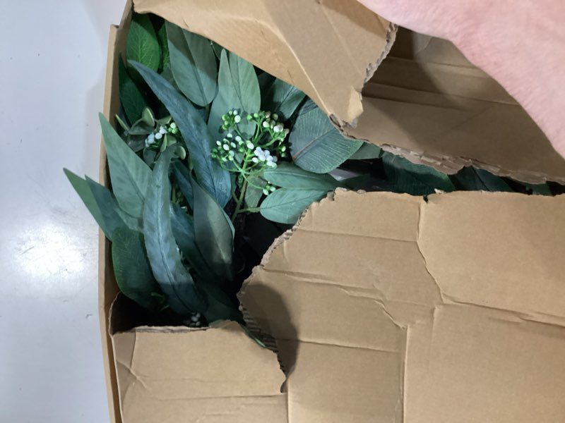 Condition photo showing Good Condition for 26" eucalyptus wreath for front door - large artificial greenery outdoor wreath with a hook & diy decor for porch, window, farmhouse, home, holiday decor- spring, summer, fall, all seasons (green)