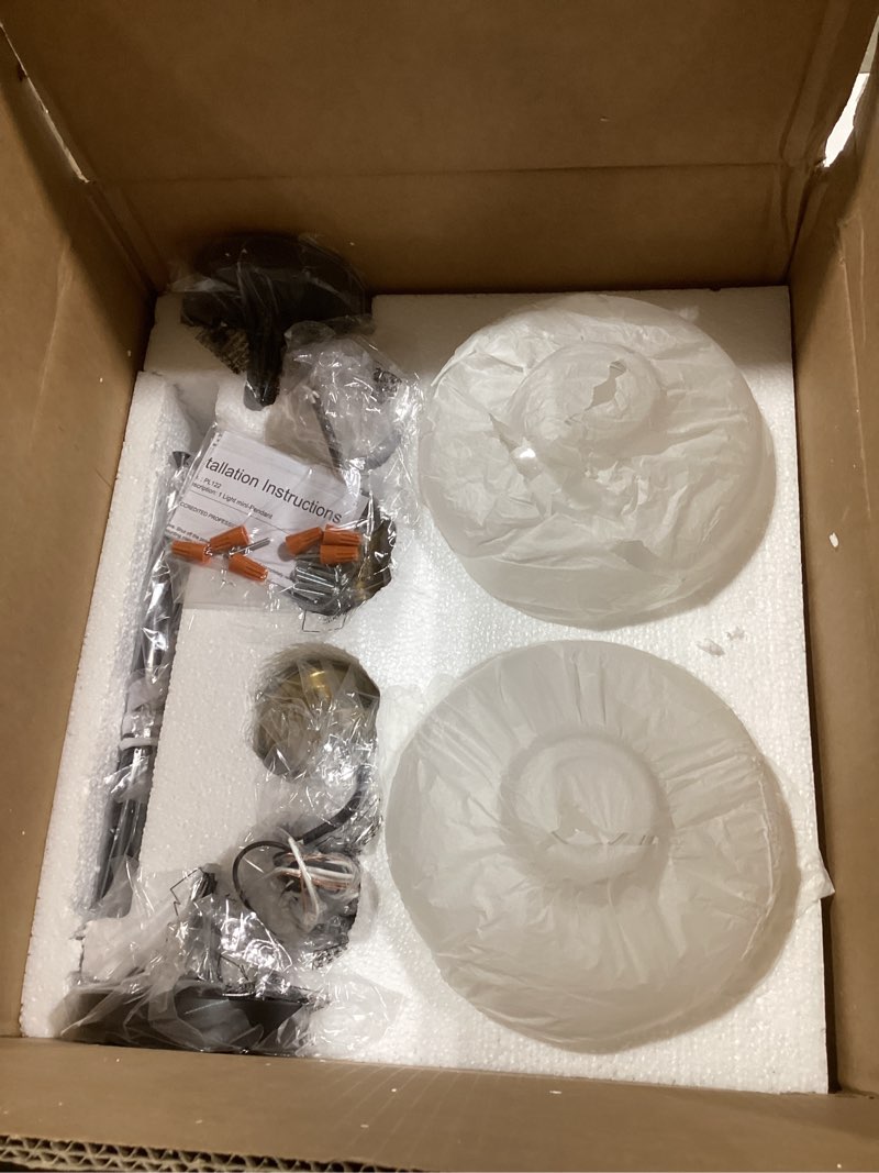 Condition photo showing New/Like New for Emak 2 Pack Black Gold Pendant Lights Kitchen Island, Modern 8 Inch Clear Glass Pendant Light, Farmhouse Island Lights for Kitchen, Bathroom, Dining Room, PL122-BKBGD-CG-2PK Black Gold & Clear Glass 8 Inch - 1 Light(2 Pcs)