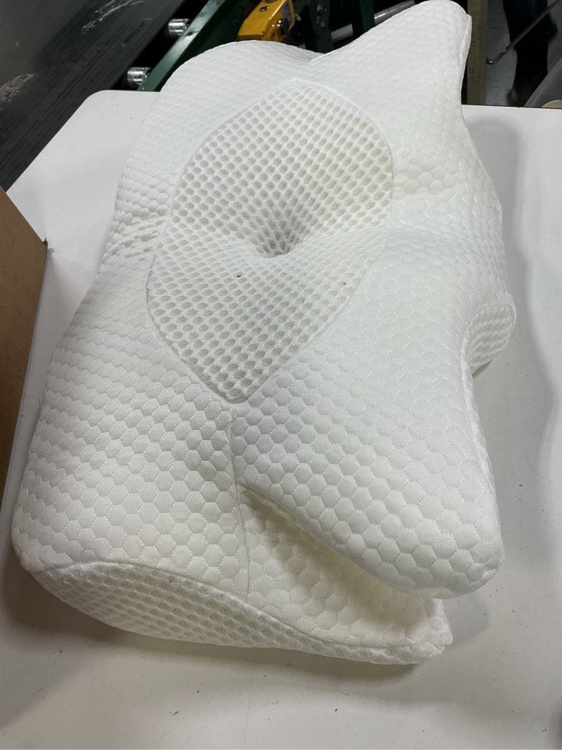 Condition photo showing Good Condition for Elviros Cervical Memory Foam Pillows for Neck and Shoulder Pain, Neck Pillow for Sleeping, Side Sleeper Pillows for Adults, Ergonomic Orthopedic Sleeping for Back and Stomach Sleepers (Medium Firm) White Memory Foam
