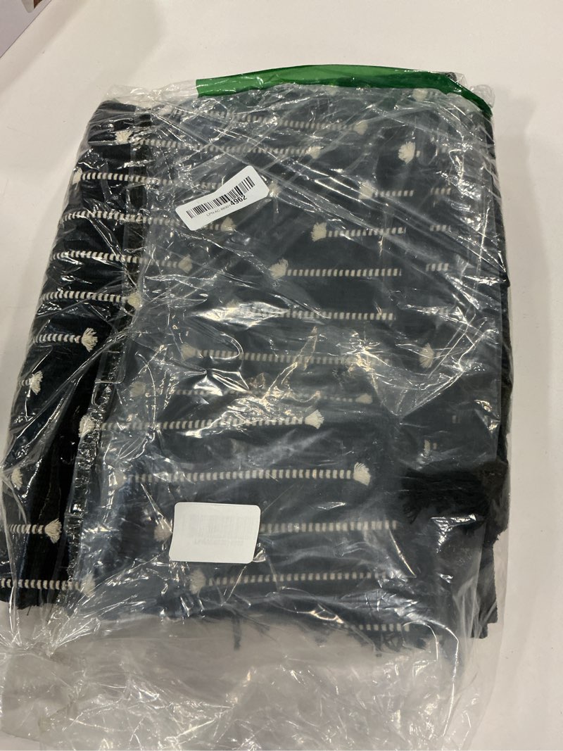 Condition photo showing Good Condition for Tritard Boho Runner Rug 2x8 - Lightweight Washable Long Hallway Rug with Tassel, Thin Woven Farmhouse Kitchen Runner Rugs Cotton Aztec Indoor Carpet for Entryway, Laundry, Bathroom, Black and White Black1 2' x 8' (Rectangular)