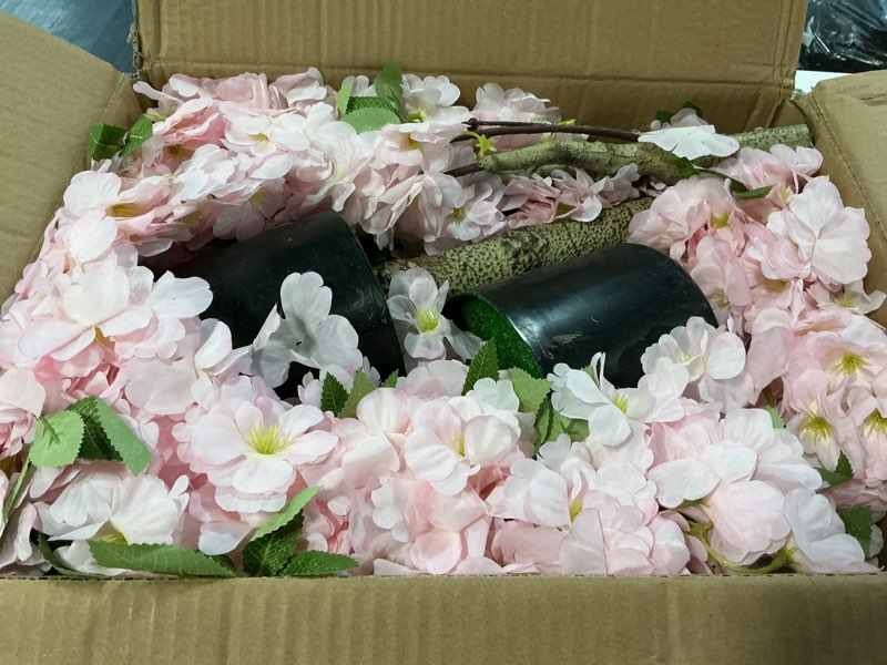 Condition photo showing Good Condition for ousheng 2 pack artificial cherry blossom tree, fake plants indoor decor, faux pink sakura flowers for living room home house entryway bedroom office inside decorations, 4ft 2 4ft