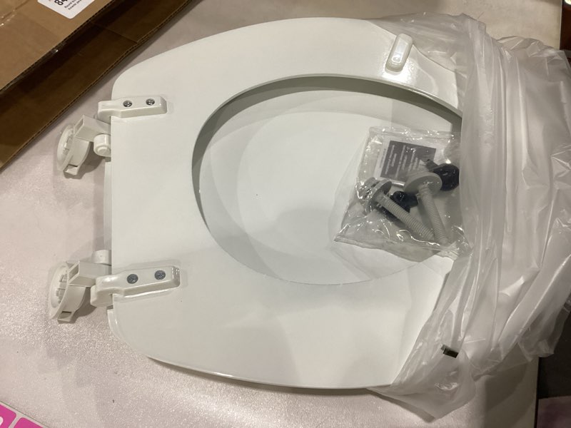 Condition photo showing New/Like New for Mayfair Athens Toilet Seat, Easy Clean Hinges and Durable Wood Seat, Round, White Round Toilet Seat
