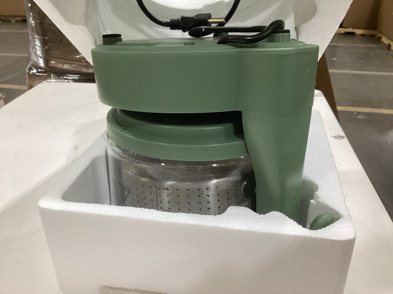 Condition photo showing As Is for cook with color 3l glass mini low carb rice cooker – holds 2 cups raw/makes 6 cups cooked with auto lift filter basket, hotpot & steamer for rice, grains, digital panel with keep warm, dark sage