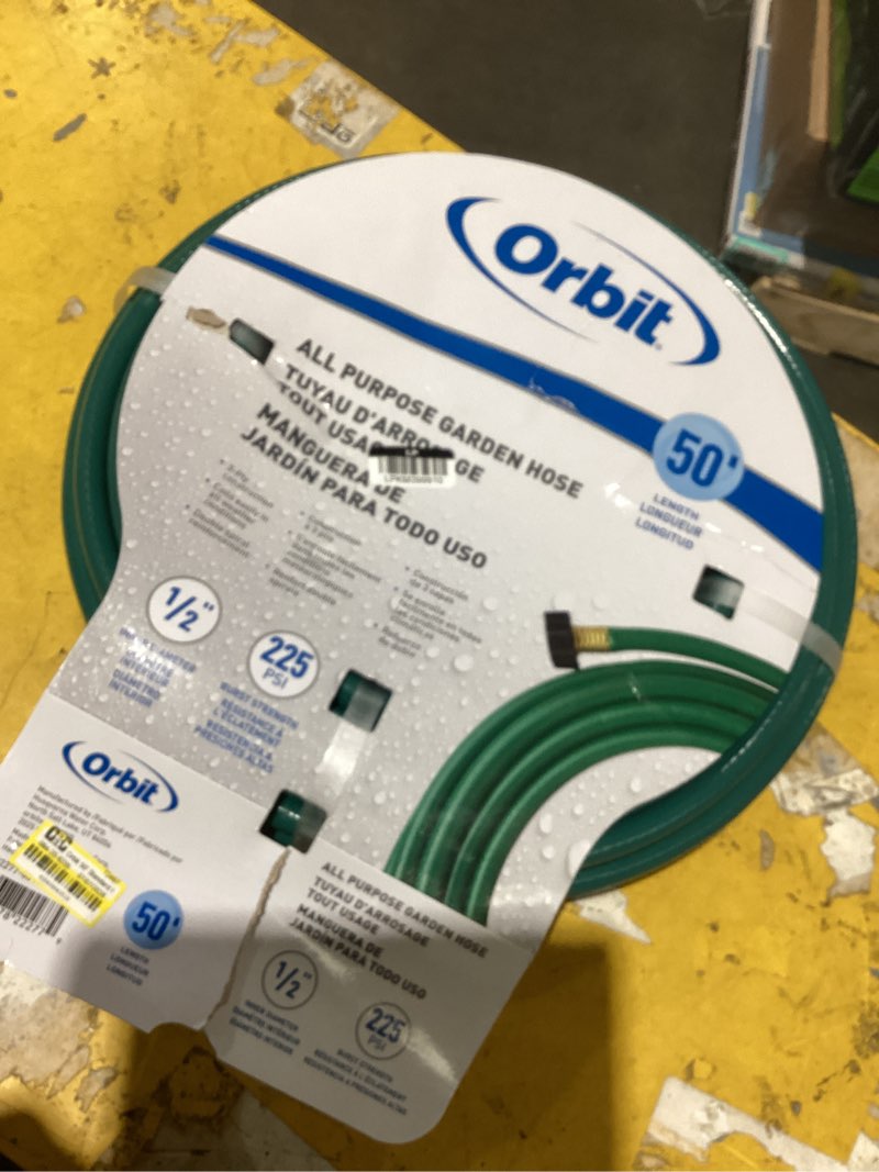 Condition photo showing As Is for orbit 50' standard hose green