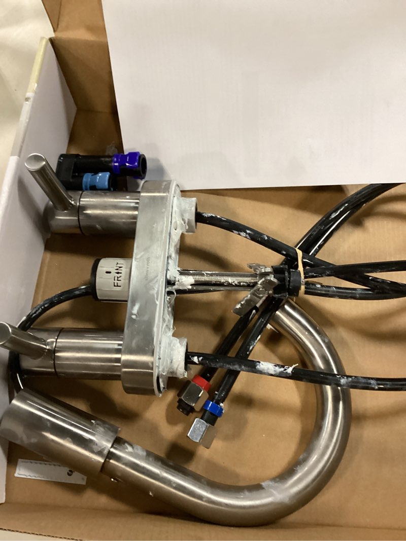 Condition photo showing As Is for 500+ bought last week allen + roth harlow simplefit brushed nickel pvd 4-in centerset 2-handle watersense mid-arc