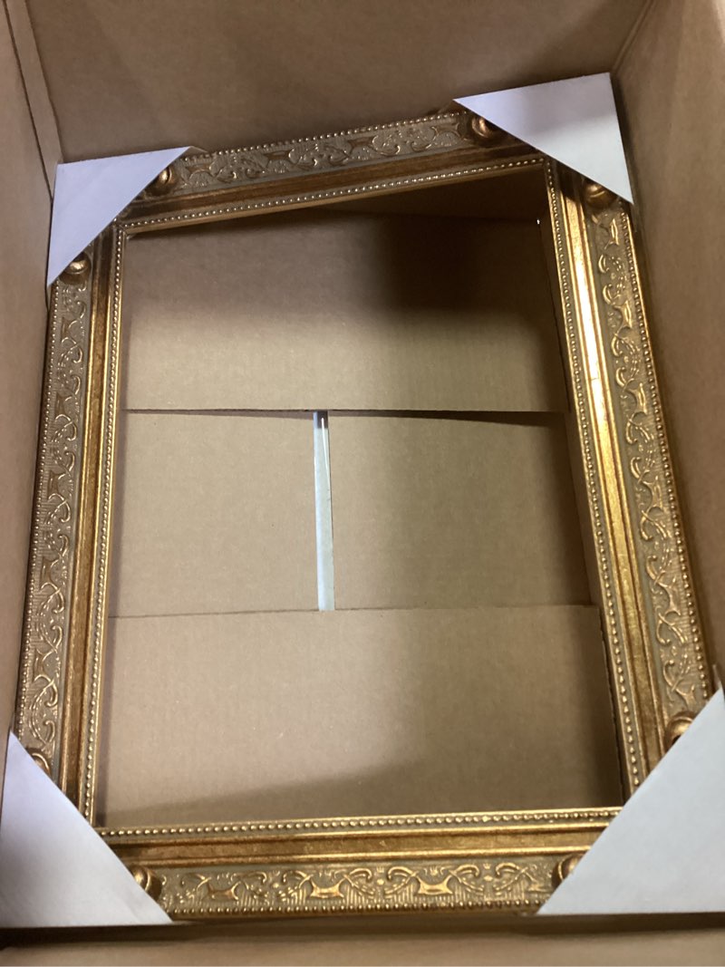 Condition photo showing Good Condition for tp picture frame 8 x 10 inch antique gold ornate baroque wood (no glass and backing) 3” wide