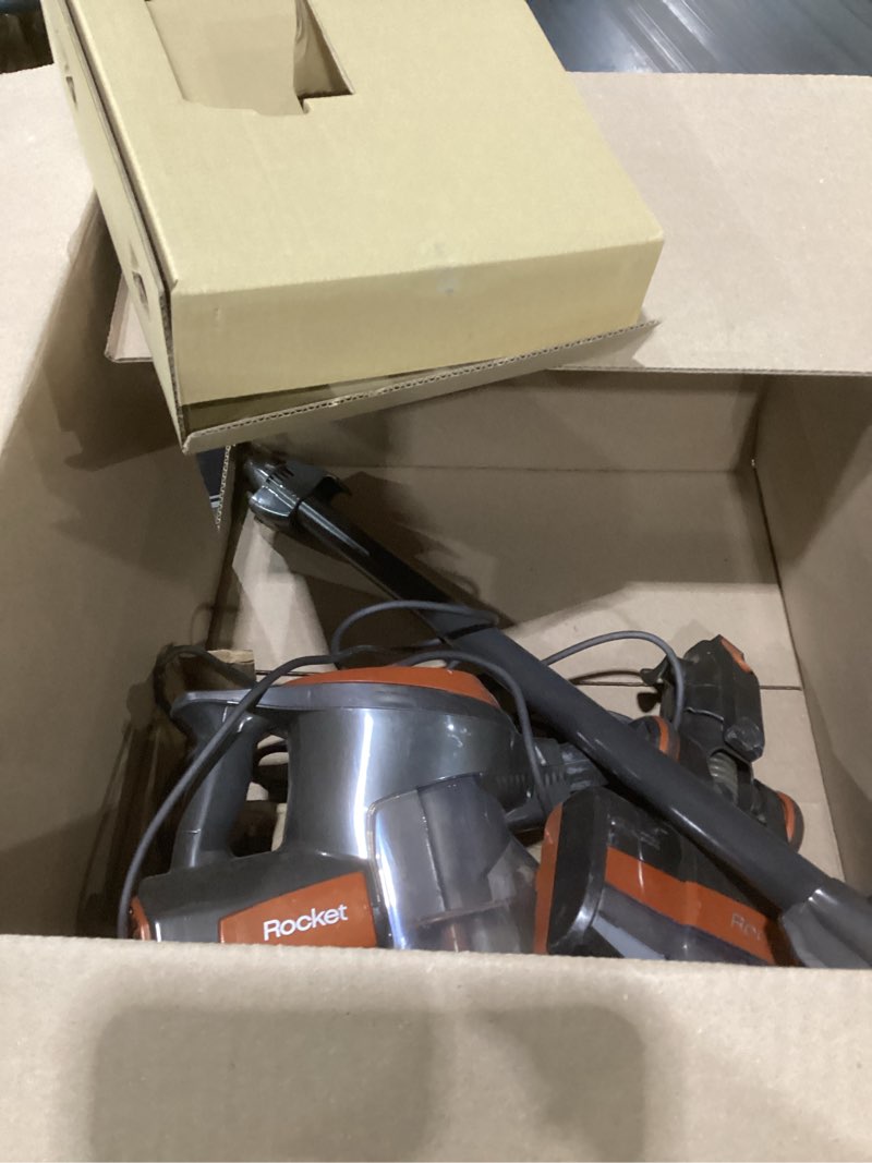 Condition photo showing As Is for shark rocket ultra-light corded bagless vacuum for carpet and hard floor cleaning with swivel steering (hv301), gray/orange