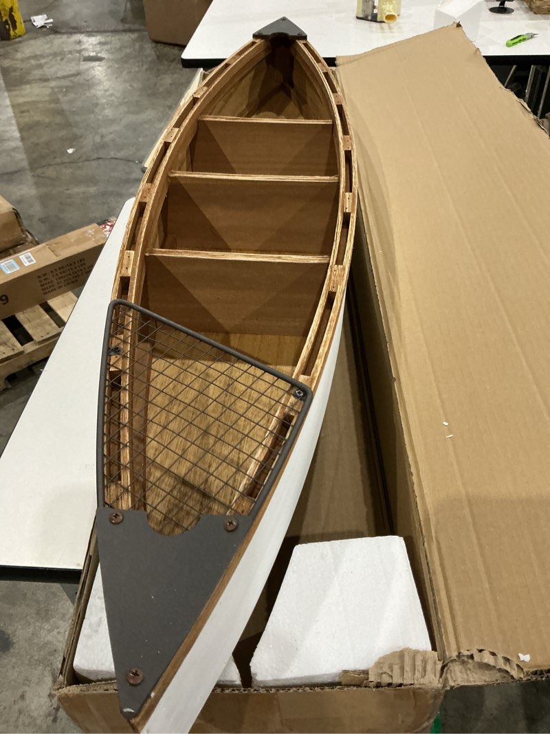 Condition photo showing Good Condition for linfevisi 47 inch solid wood boat shelf decor hanging boat wall decor wooden boat book shelf nautical decor boat display wall art beach coastal ocean themed home decor for bathroom