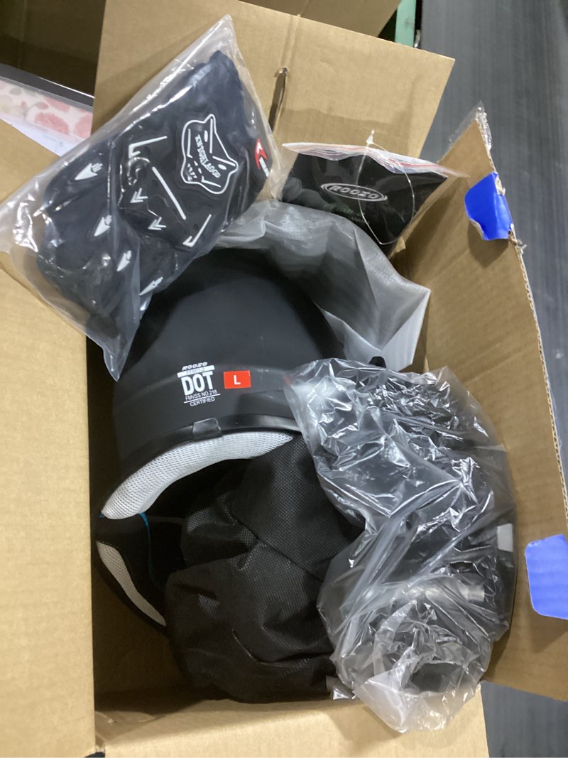 Condition photo showing Good Condition for ROOZO Youth Dirt Bike Helmet DOT Certified - Full Face Motorcycle Helmet for Off-Road, ATV, Street Riding, Includes Adjustable Goggles & Protective Gloves BLACK Large