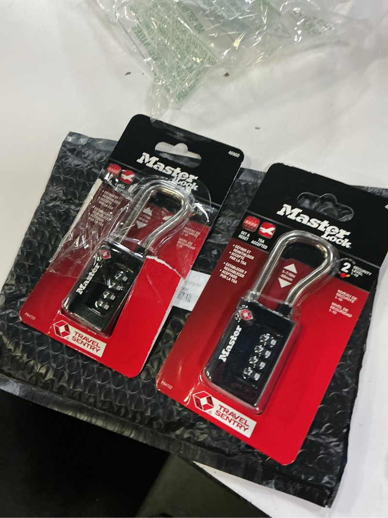 Condition photo showing New/Like New for master lock black set your own combination tsa approved luggage lock, travel padlocks for suitcases, backpacks, bags, 2 pack, 4696t