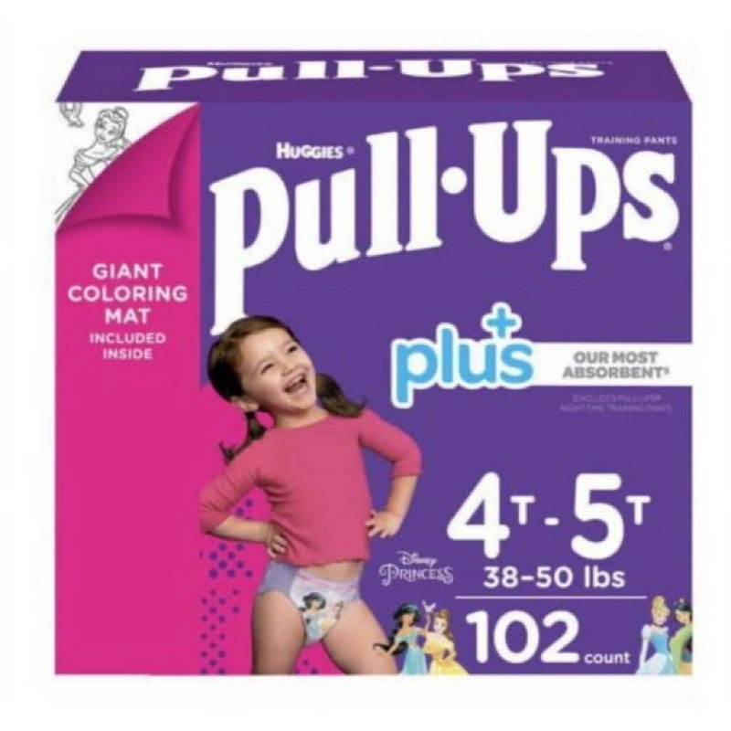 Huggies Pull-Ups Plus Training Pants For GIRLS, Size 4T-5T, 102 Count