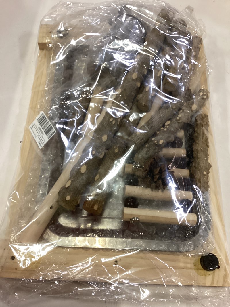 Condition photo showing New/Like New for Bird Playground, Parrot Perch Stand, Natural Wood Bird Play Stands for Cockatiel Wood Perch Gym Playpen Ladder with Removable Tray and 2 Stainless Steel Cups, Bird Cage Accessories, Parrot Swing