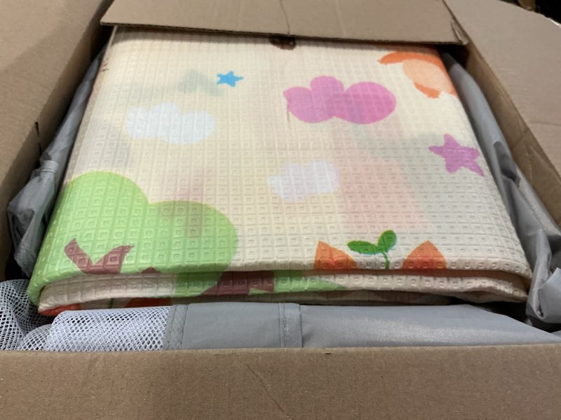 Condition photo showing Good Condition for fshibila 74" ×50" large baby playpen, baby playard for babies and toddlers, play pens for indoor & outdoor, sturdy safety play yard with soft breathable mesh, anti-fall, grey (with mat) 74 x 50 in+mat grey