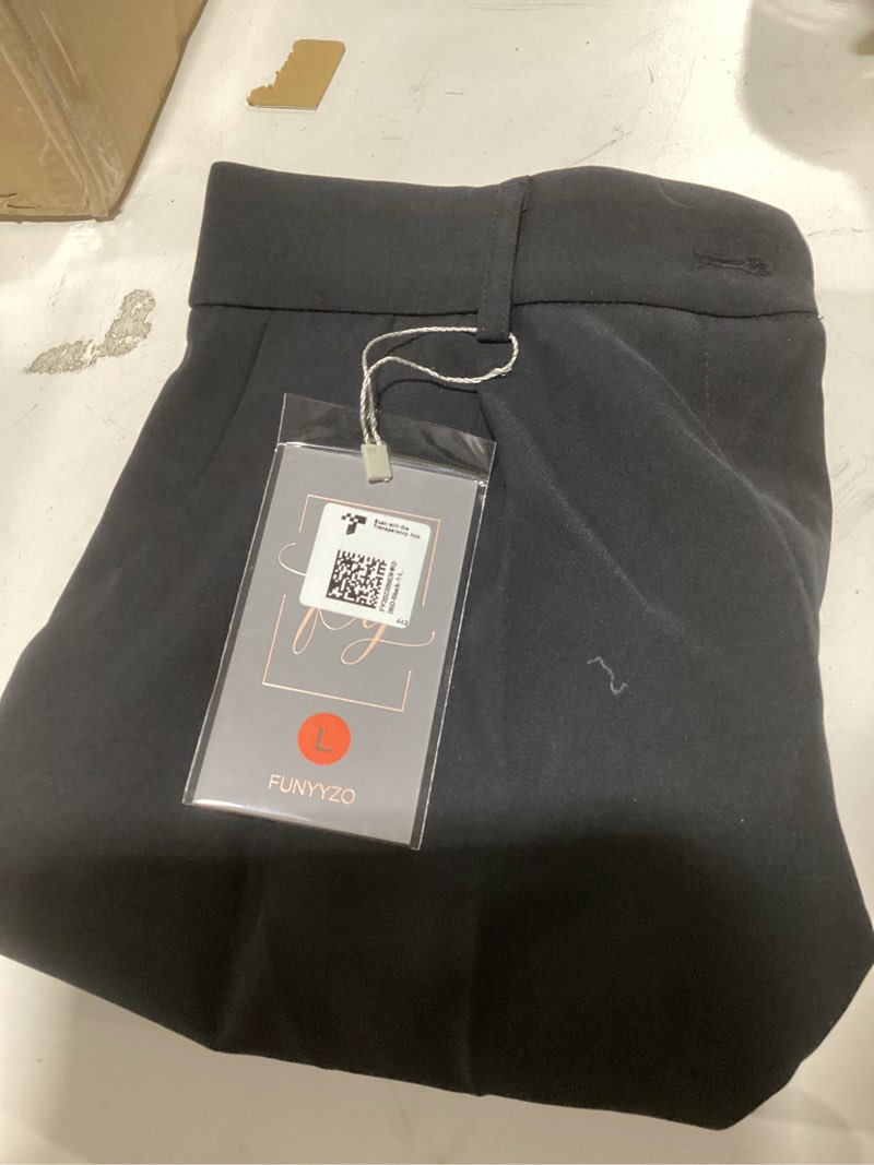Condition photo showing New/Like New for FUNYYZO Wide Leg Pants Women's High Elastic Waisted in The Back Business Work Trousers Long Straight Suit Pants Large Short 006# Black (Thick)