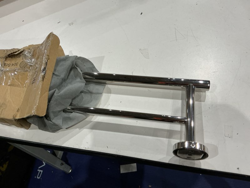 Condition photo showing As Is for jqk double bath towel bar, 30 inch 304 stainless steel thicken 0.8mm towel rack for bathroom, towel holder polished chrome wall mount, useable length 27 inch, tb100l27-ch 30 inch polished chrome