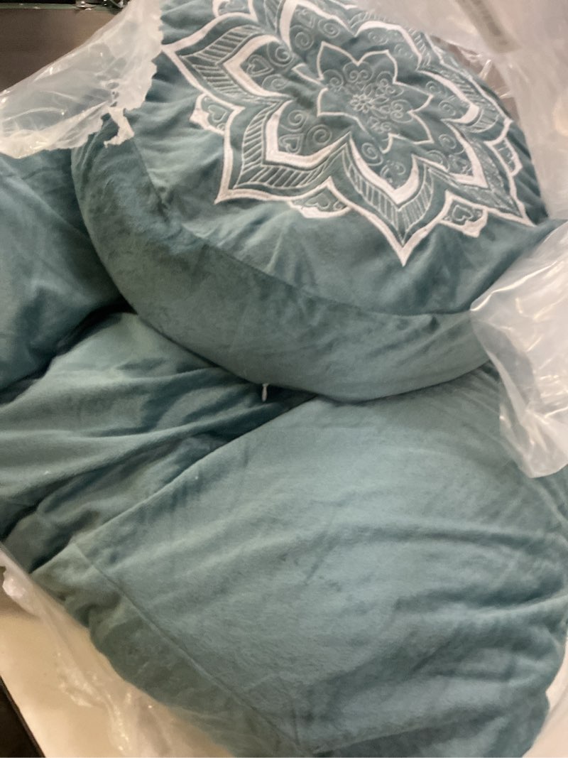 Condition photo showing As Is for Meditation Zafu Cushion Set with Buckwheat Hulls & Memory Foam - Ergonomic Support for Yoga & Sitting - Removable Machine-Washable Luxury Velvet Cover - for Adults and Kids (Green)