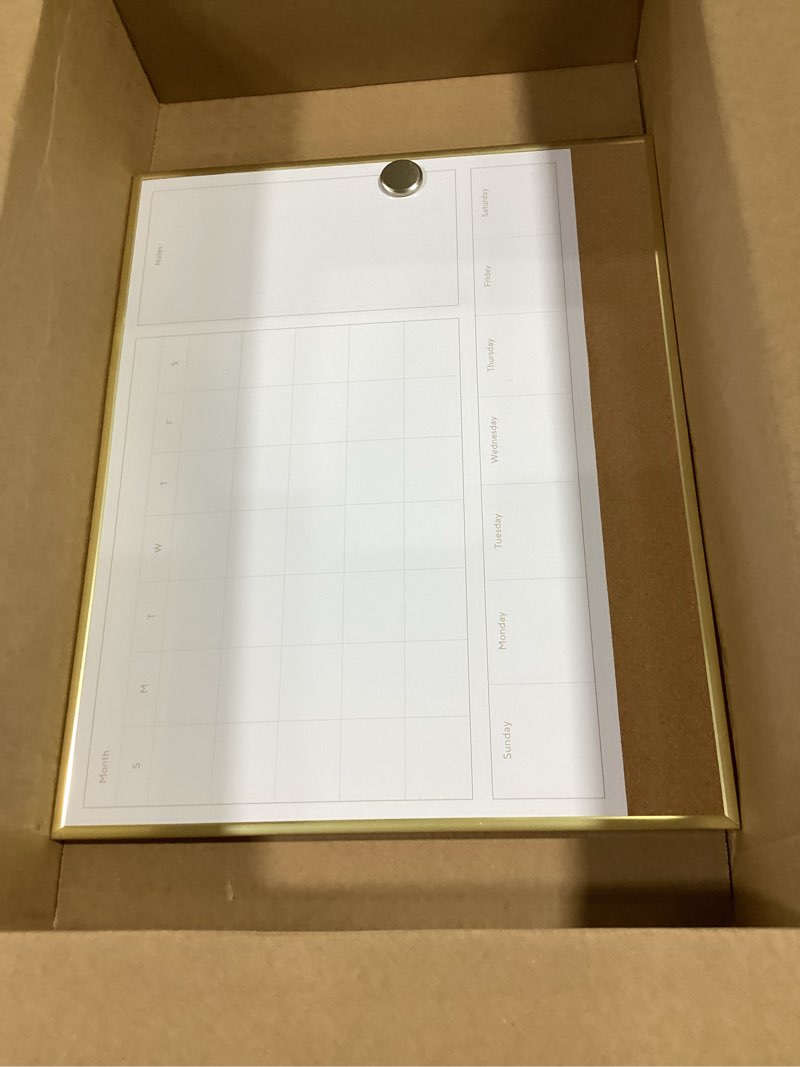 Condition photo showing Good Condition for (No marker) U Brands 4-in-1 Dry Erase Calendar Planner White Board with Gold Frame, Office Supplies, with Marker, Magnet, 16” x 20”