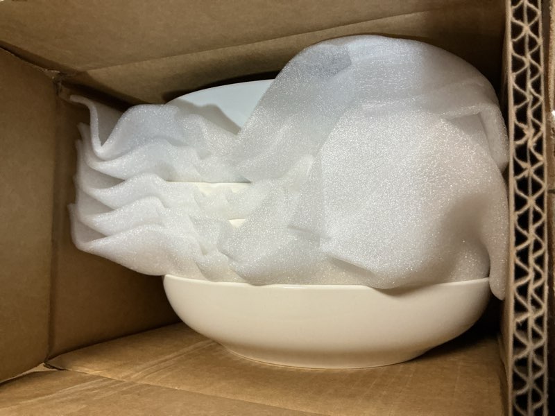 Condition photo showing New/Like New for malacasa 8.85" large pasta bowls, 42 oz white salad bowls soup bowls, porcelain serving bowls set of 6, large kitchen bowl plates pasta plates, microwave & dishwasher safe, series regular ivory white 42 oz (6 piece)